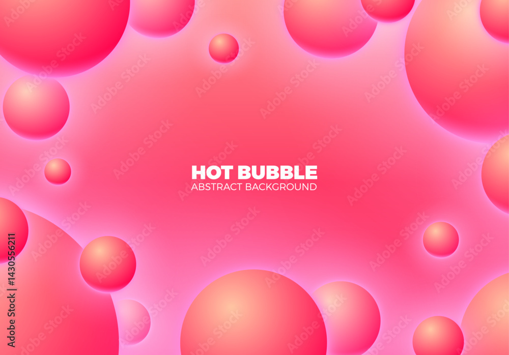 Poster Abstract background with hot pink shiny balls floating in motion.