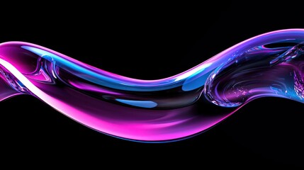 A flowing abstract form with vibrant blue and pink color hues