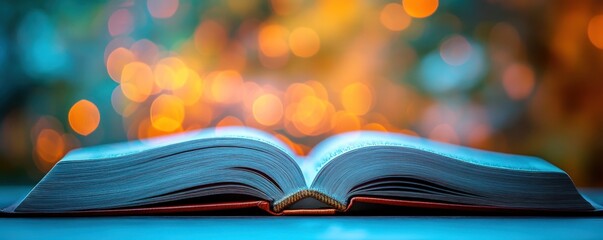 Open book with soft lights