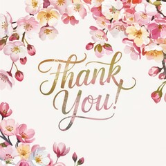 Thank you lettering inscription with floral pattern. Handwritten text calligraphic with flowers illustrations. Hand-written colorful inscription