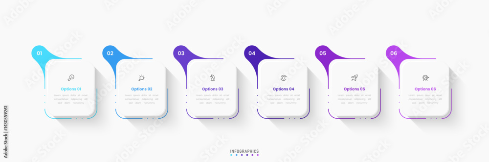 Wall mural vector infographic label design template with icons and 6 options or steps. can be used for process 