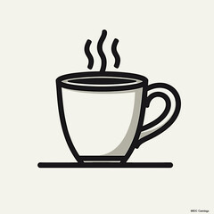 Hot Mug Icon with Steam for Coffee Shop Menus, Website Illustrations, Cafe Marketing, Hot Drink Blogs, Tea Time Graphics, and Social Media Posts - the concept of Comfort