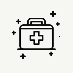 Medical First Aid Kit Outline Icon for Healthcare Websites, Emergency Preparedness Guides, Doctor's Office Signage, Telemedicine Platforms, and Health Education Materials