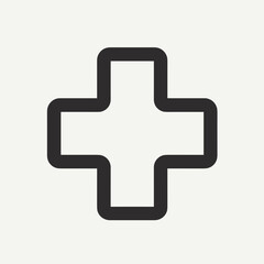 Obraz premium Black Cross Icon for Healthcare Mobile Apps, Medical Presentations, First Aid Guides, Clinic Websites, and Pharmaceutical Advertisements - the concept of health