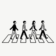 People Crossing Zebra Stripes in Black and White for Pop Culture Blogs, Abbey Road Cover Art Websites, Music History Education, and Retro Style Awareness
