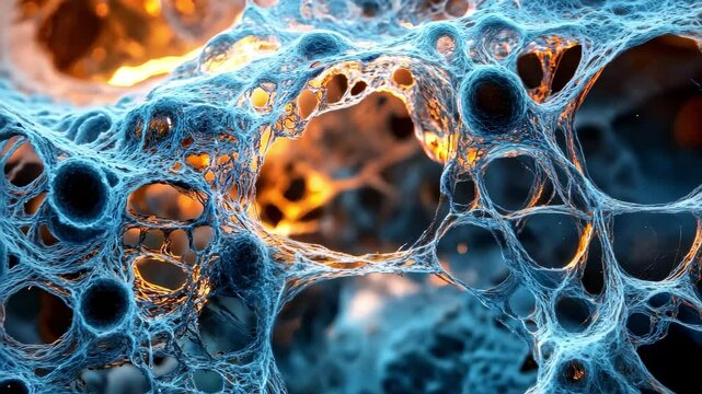 Blue web structure under orange light