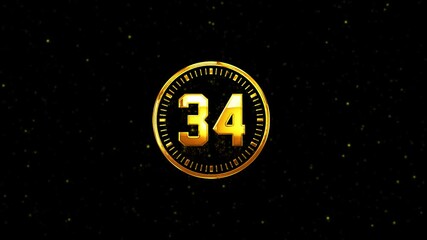 34 Hours Left, Modern 34 Hour Left Golden Text Animation Videos