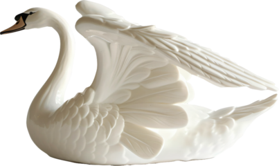 transparent background elegant white swan with outstretched wings