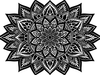 Abstract floral ornament in a round lace pattern, a decorative vector element with ornate, vintage mandala design