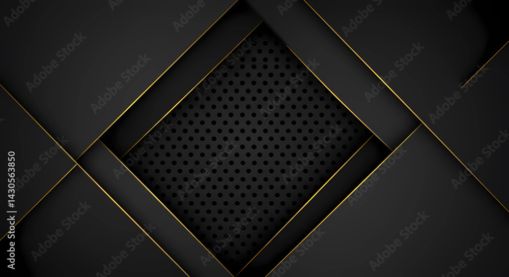 Poster a digital, high-contrast image features a layered composition. overlapping geometric shapes in shade