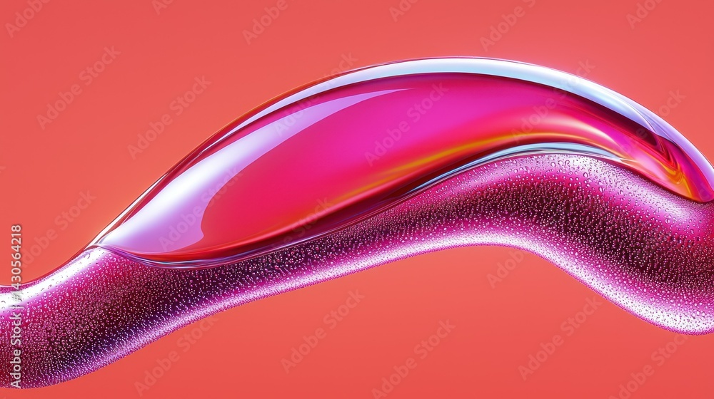 Poster a curving abstract flowing design with a red background