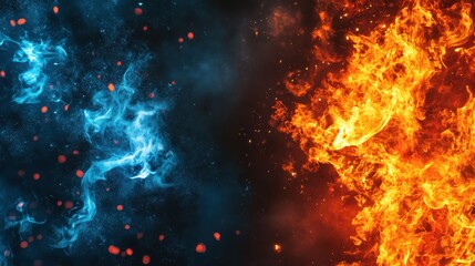 Background Competition. Versus Battle Between Fire and Ice Embers in Championship Matchup