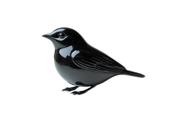 Elegant black and gray glass bird sculpture with glossy surface, capturing sleek and minimalist charm, isolated on a transparent background
