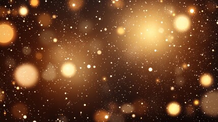An abstract background image featu a mesmerizing cluster of golden digital particles and shimme bokeh lights on a dark background perfect for design projects and