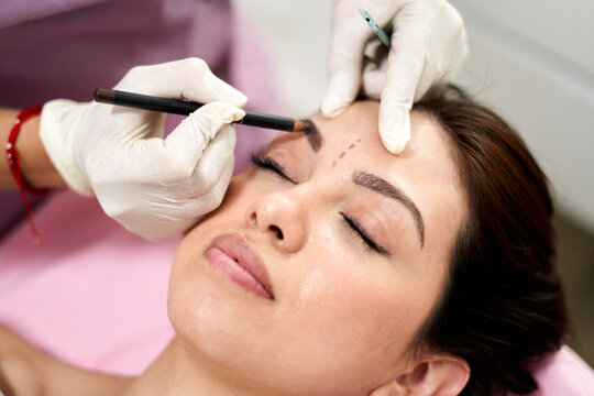Close-Up of Eyebrow Mapping Before Microblading Procedure