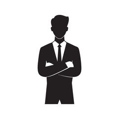 Corporate Executive Arms Crossed Silhouette