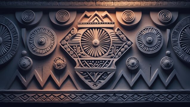 Ancient stone wall pattern from Pyrgi with handmade decorative motifs