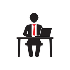 CEO at Desk Silhouette Icon