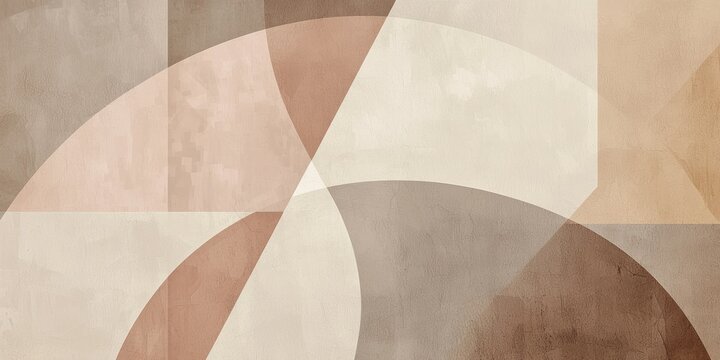 A contemporary abstract design with clean, overlapping geometric shapes in neutral colors