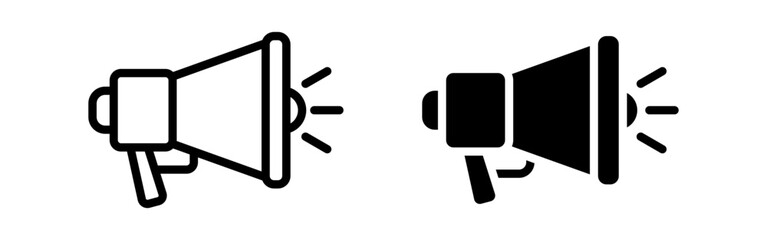 Vector isolated Speaker icon set in black outline and fill