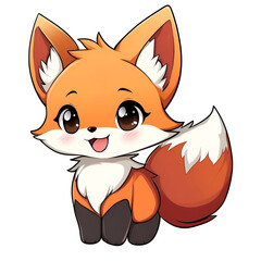 Obraz premium Chibi anime fox with flu digital art sticker cute environment playful viewpoint fun concept