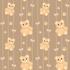 seamless pattern with teddy bears and bow