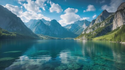 Scenic View of Morskie Oko Lake with Tatry Peaks During Summer