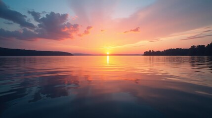 Fototapeta premium Tranquil Waters Mirror the Sunrise