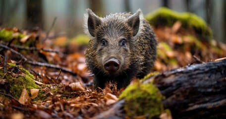 A WILD BOAR IN FOREST 