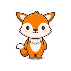 Cute Fox  Mascot Character Icon Illustration. Flat Cartoon Style Suitable for Web Landing Page, Banner, Sticker, Card