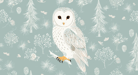 Owl in Forest Pattern
