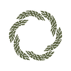 Hand-drawn botanical wreath with organic abstract leaves forming a circular frame. Vector nature-inspired ornament. Perfect for text decoration, invitations, logos or eco-friendly designs