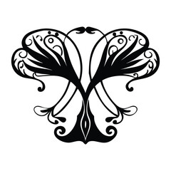 Art nouveau ornament with flowing organic forms vector Design.