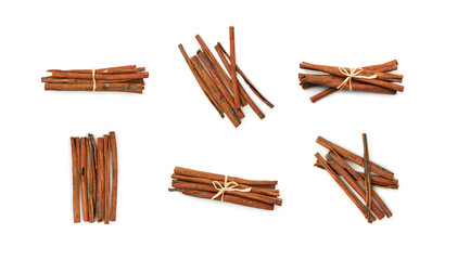 Macro Foto of Dry Cinnamon Sticks Isolated on White Background