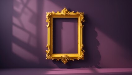 Yellow frame from the TV show that was placed around the peephole on the door. Purple wall. Picture frame.