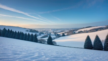 Obraz premium Frozen Winter Scene Over Lothersdale Village