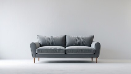 Fototapeta premium soft light grey couch positioned on a white isolated background