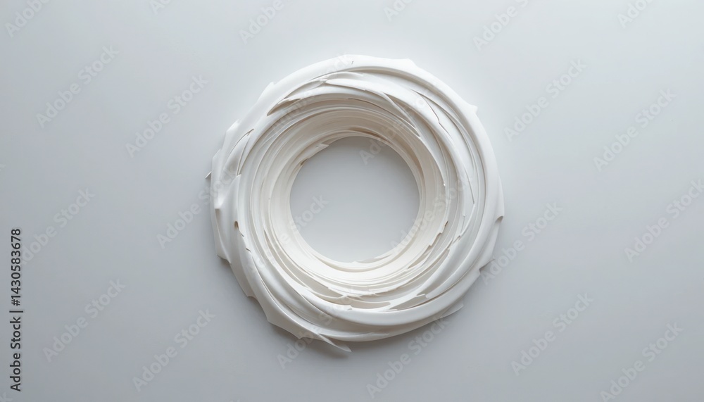 Poster creative circular design with white strips minimalist studio abstract art clean background top view 