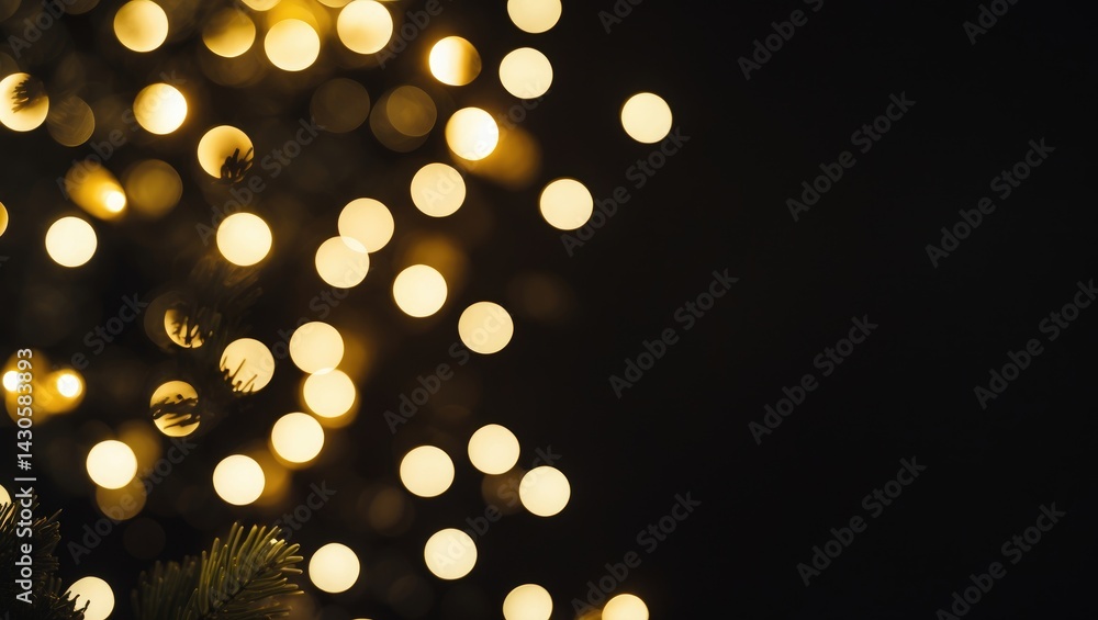 Poster abstract yellow bokeh created from lights against a black isolated background. concept, blur bokeh, 