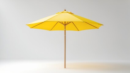 Obraz premium Yellow beach umbrella displayed against a white background. Clipping path included.