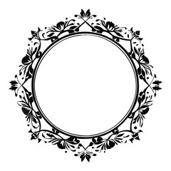 Circular ornament frame with ornament accents silhouette vector Design.