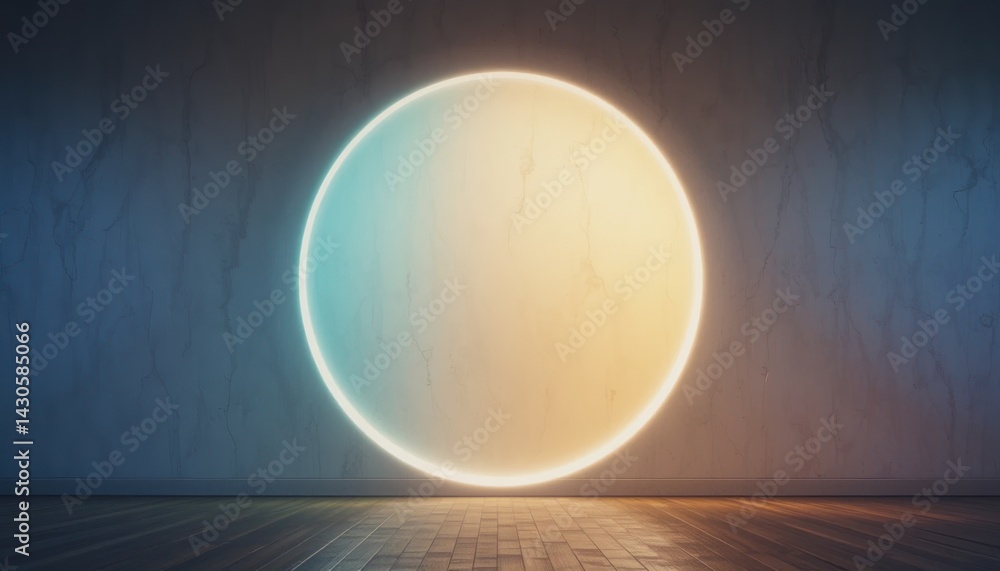 Poster dynamic light transition in minimalist room abstract digital art indoor environment modern aesthetic