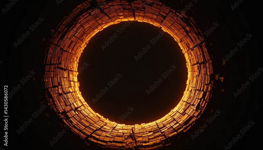 Aufkleber illuminated circular structure nighttime digital art abstract environment aerial view concept of inf