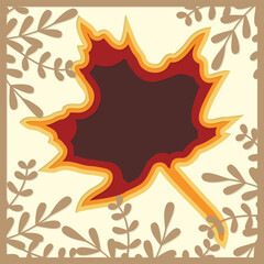 vector illustration of an autumn fall background. Layered paper cut leaves and Butterflies. Paper cut out design. Shadow box style. 3D design style