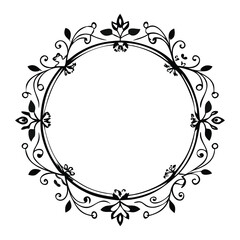 Circular ornament frame with ornament accents silhouette vector Design.
