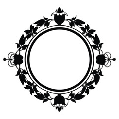 Circular ornament frame with ornament accents silhouette vector Design.
