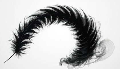 Fototapeta premium Elegant black feather art display minimalist studio digital artwork modern environment close-up view creative concept for home decor