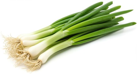 Obraz premium Fresh green onions isolated on white background