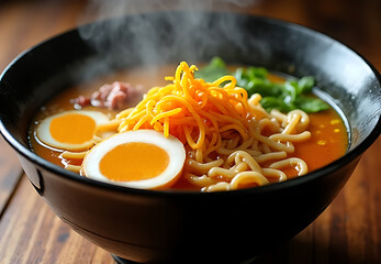 Closeup food photograph menu design Japanese noodle or ramen tradition food for advertise. traditional, tradition food, noodles, culture, culture food, beef, vegetable, smoke, smoked .