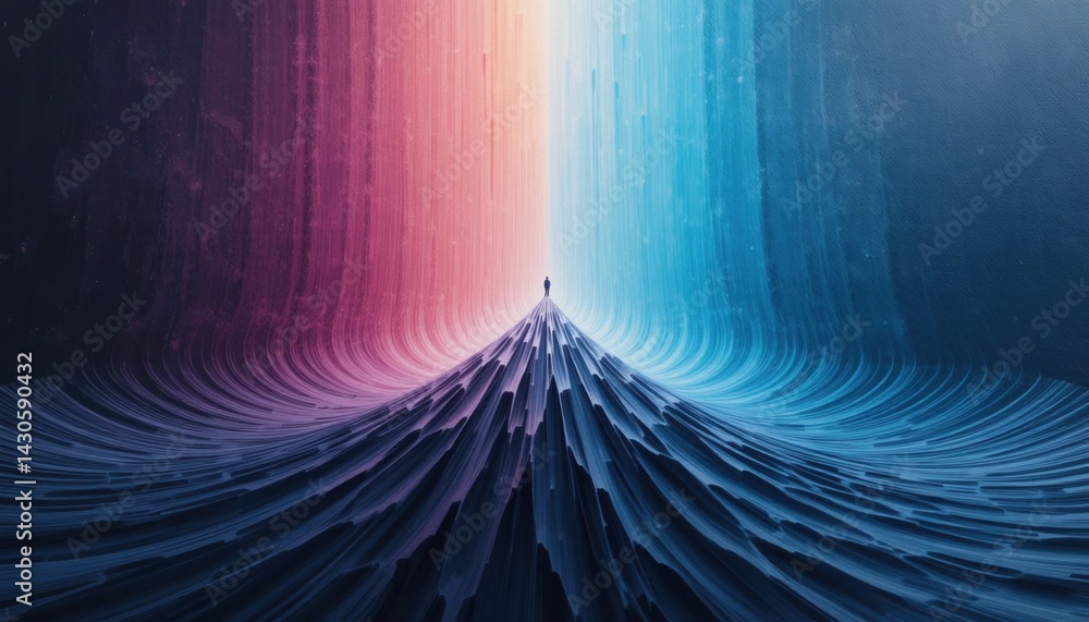 Poster dynamic abstract landscape scene with colorful waves digital art digital realm surreal environment u